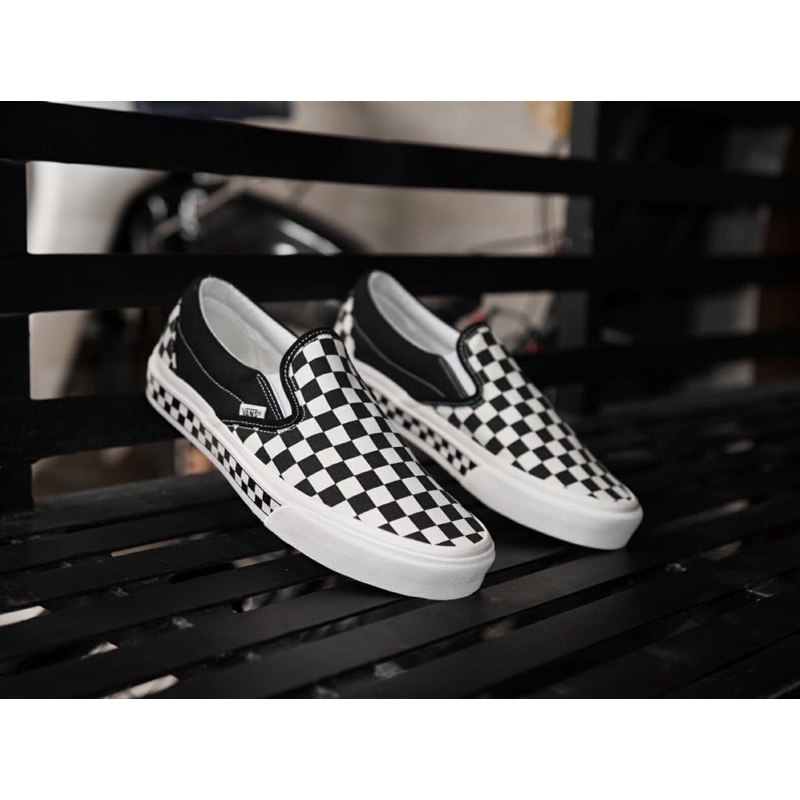 SALE DISKON! V4NS SLIP-ON NEXTOR CHECKERBOARD BLACK/WHITE CLASSIC 100% ORIGINAL BNIB