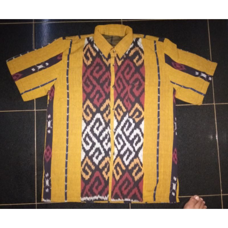 kemeja tenun motif toraja kuning original B1