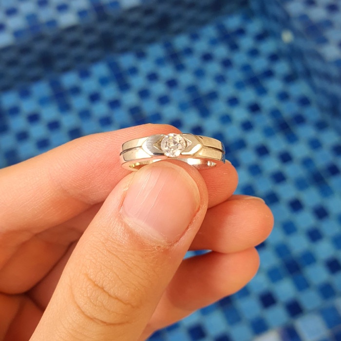 READY Cincin Perak Sterling 925 Dilapisi Emas Putih Untuk Tunangan, Couple