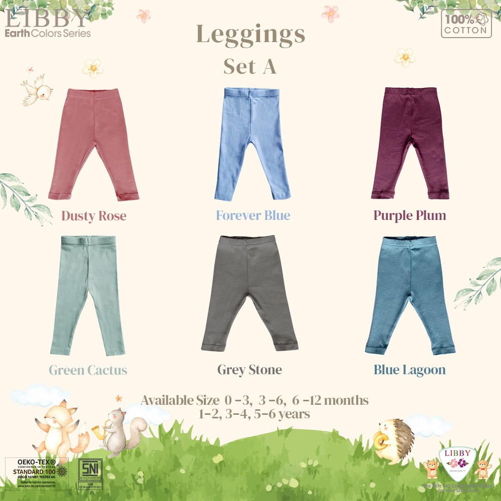 [Size 1-4 Tahun] Libby Earth Colors Legging Anak Perempuan