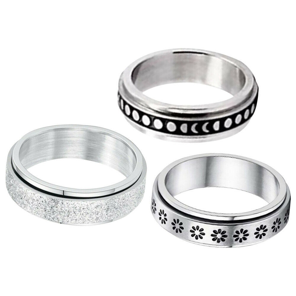 1 pcs Titanium Steel Korea Fashion Design Moon Flower Frosted Silver Ring untuk Pria dan Wanita