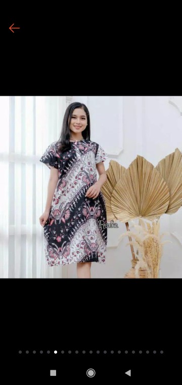 Batik Modern Dress Batik Wanita Lengan Pendek Model Lancip