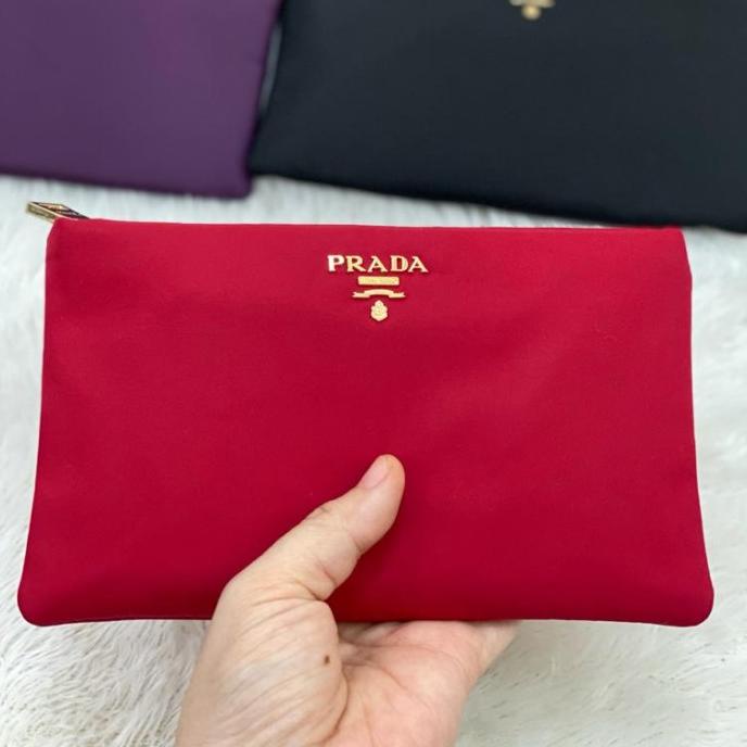 PRADA NYLON POUCH / CLUTCH / WALLET - GOLD HARDWARE (SMALL SIZE)