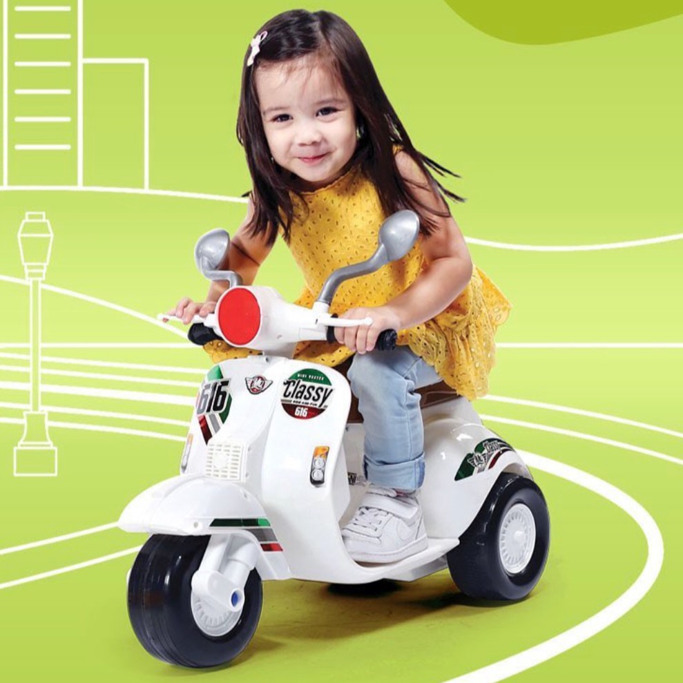 Sepeda Anak Roda 3 Tricycle Mini Vespa MV 616 Mainan Motor Anak Ride On