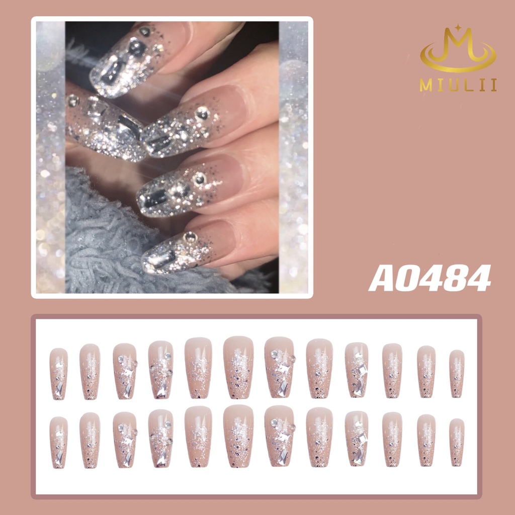 MIULII / KUKU PALSU  A0484  / 24PCS / 3D / NAIL ART / PREMIUM / CUTE / BIRU / FREE LEM JELLY / KUTEK