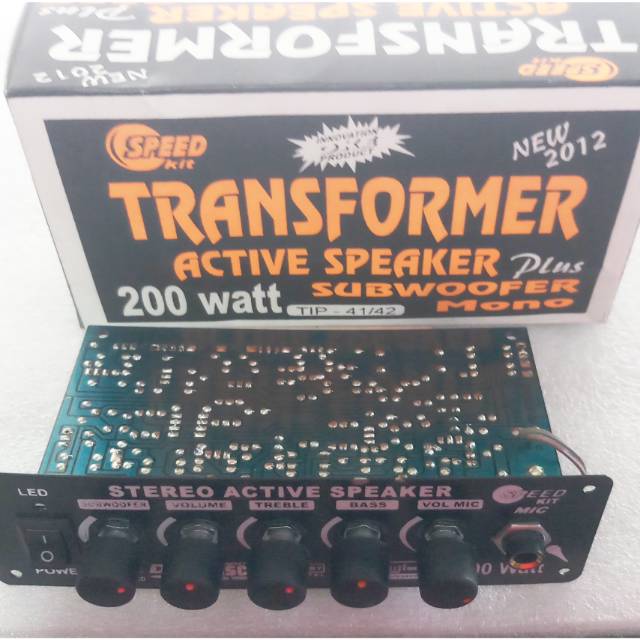 Kit lengkap Speaker aktiv 200watt transformer speed