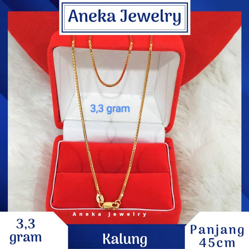 Kalung Italy Santa Variasi, Perak 925, Lapis Emas Kuning