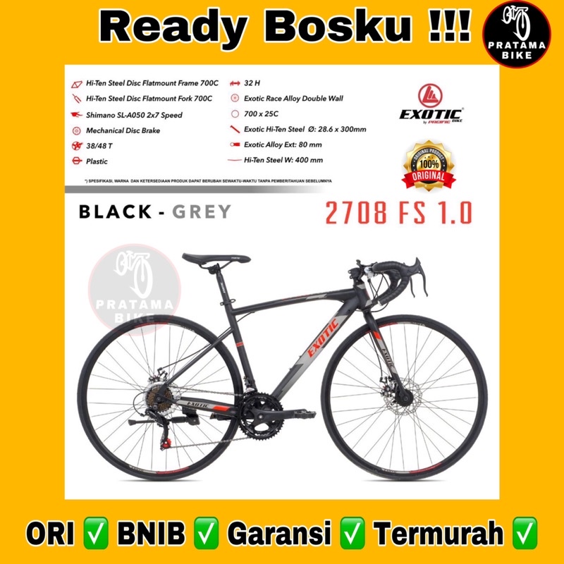 Sepeda Balap Road Bike Roadbike 700C Exotic ET 2708 FS 1.0 Rem Cakram Disc Brake Terbaru