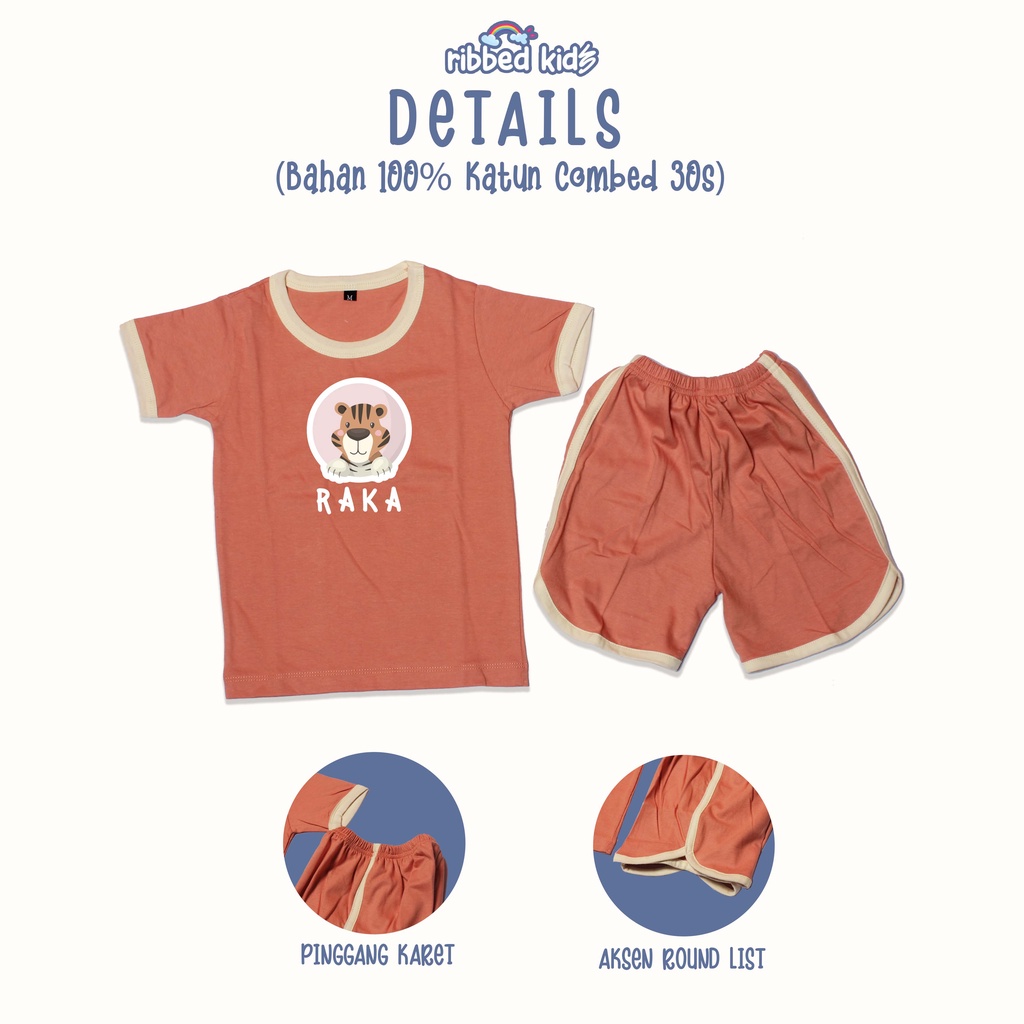 SETELAN ANAK RINGGER TEE - KATUN COMBED 30s ASLI, UNTUK LAKI-LAKI DAN PEREMPUAN UMUR 1-5 TAHUN BY RIBBEDKIDS