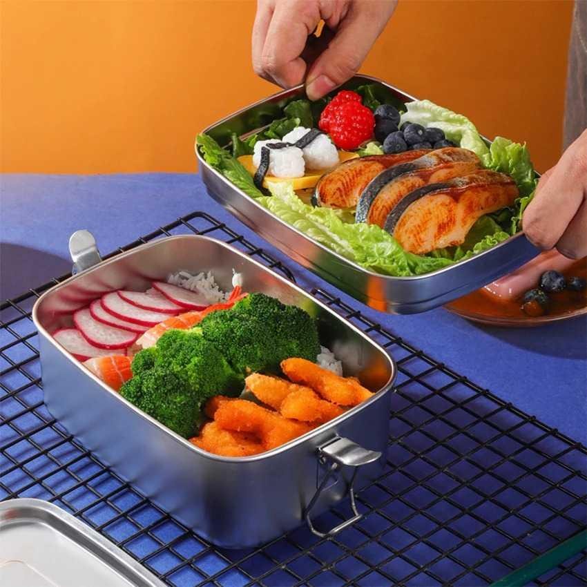 Kotak Makan Bento Lunch Box Stainless Steel Compartment - HS233 - SIlver