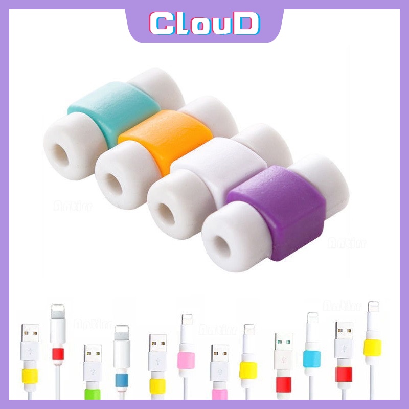 1pc / 5pcs Pelindung Kabel Data USB Warna Permen Untuk iPhone / Android