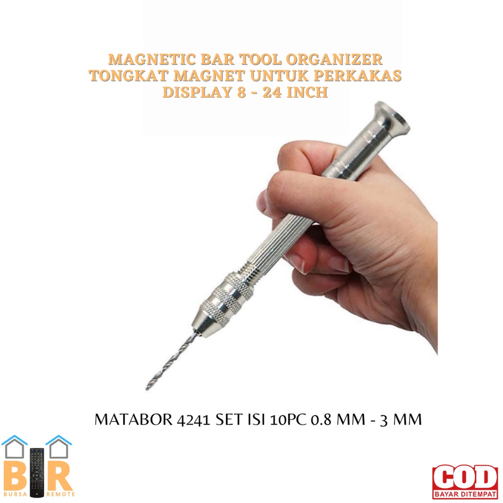 Bor Tangan MANUAL HSS Twist Drills dengan10 Mata Bor UKURAN 0.8 - 3mm