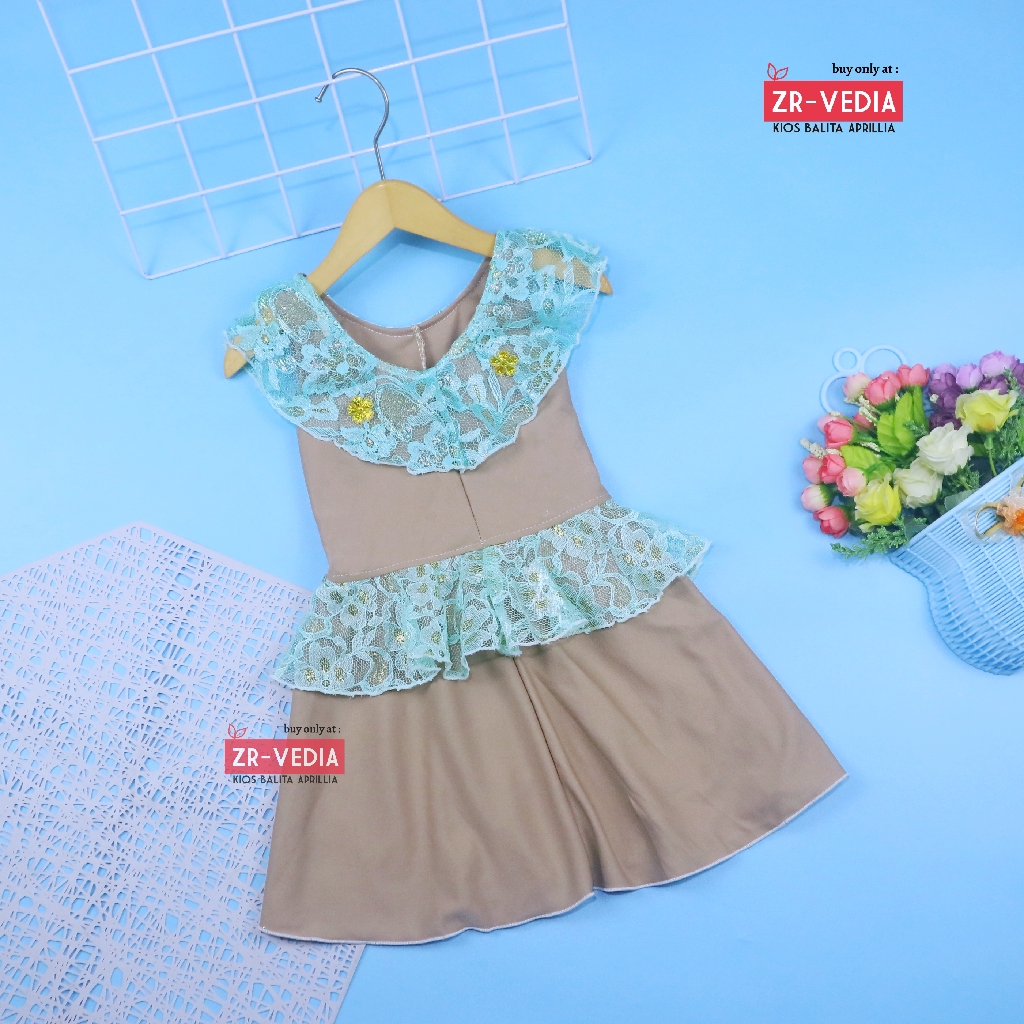 Dress Helen Bayi 3-12 Bulan  / Dres Baby Anak Perempuan Baju Pesta Brukat Yukensi Murah Harian Adem