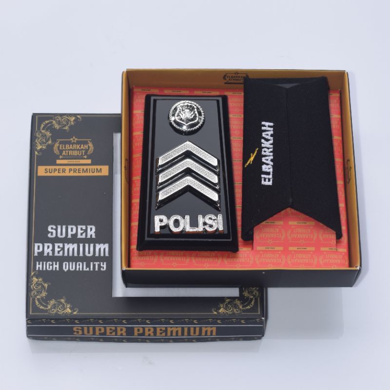 SATU PAKET HEMAT PANGKAT BRIGPOL MONOGRAM KEWENANGAN POLRI / ATRIBIT POLRI / FULAKRILIK GLOSY EXKLUSIVE PANGKAT POLISI BINTRARA