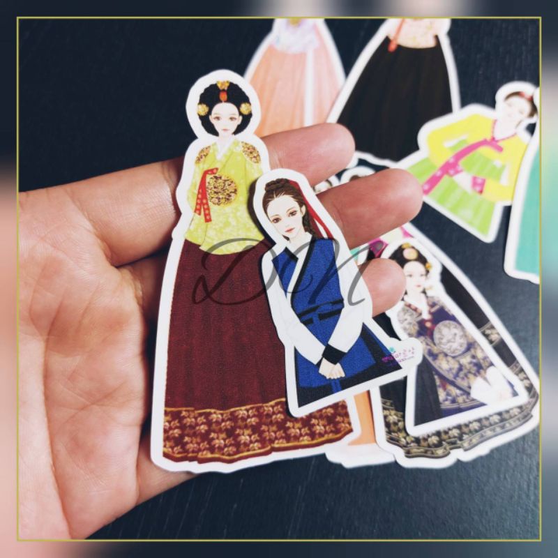 

stiker kertas glossy gadis hanbok isi 14pcs
