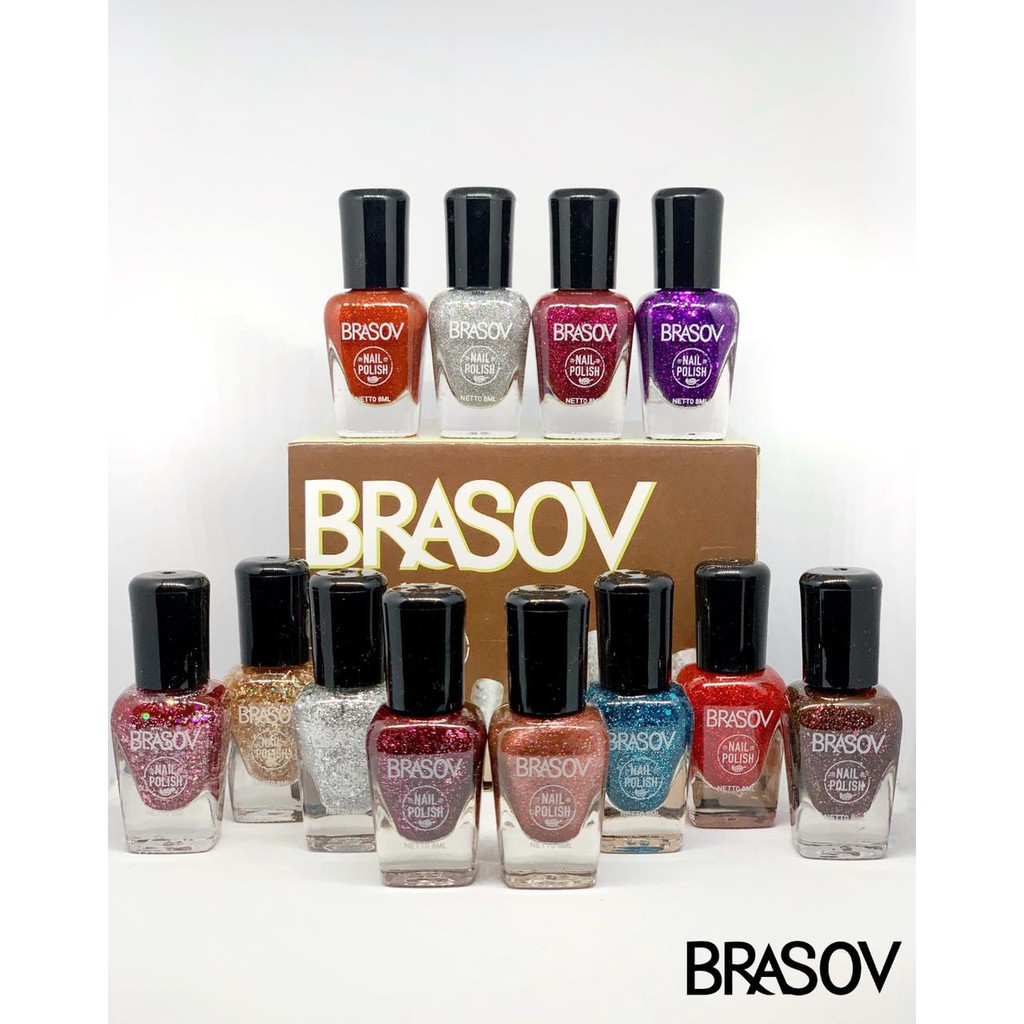 ★ BB ★ BRASOV Kutek Cat Kuku Glitter 8 ML - Kutek Glitter - Nail Polish Glitter - BPOM