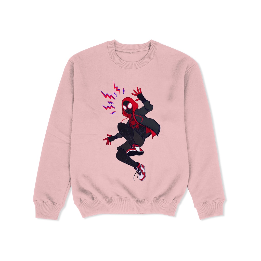 GKASWPNKSPMM099 Sweater Anak Gambar Karakter Kartun Komik Spiderman Miles Morales Sweater Anak Lenga