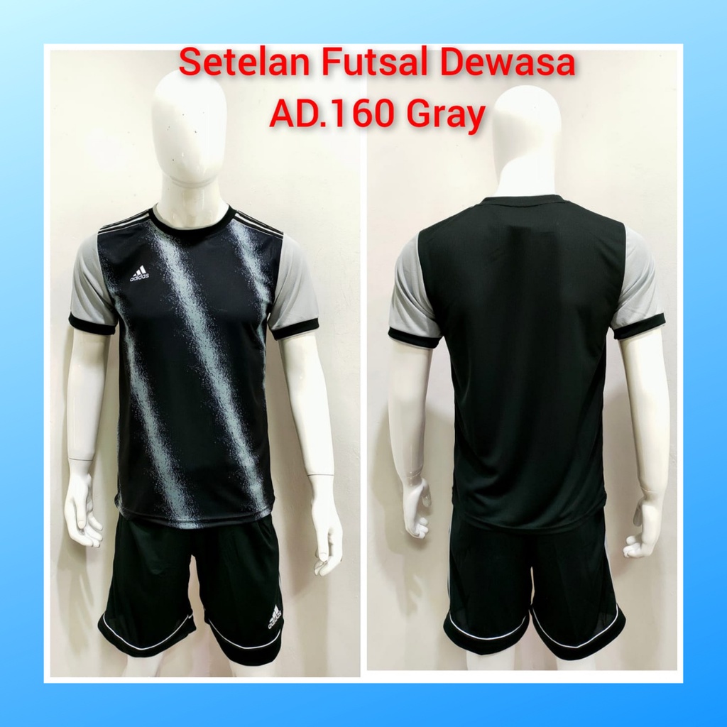 Kaos futsal pria jersey sepak bola baju dan celana setelan wanita dewasa t-shirt outfit seragam jarsey kostum olahraga pakaian apparel sport jersy soccer casual jersi suit AD160 charcoal