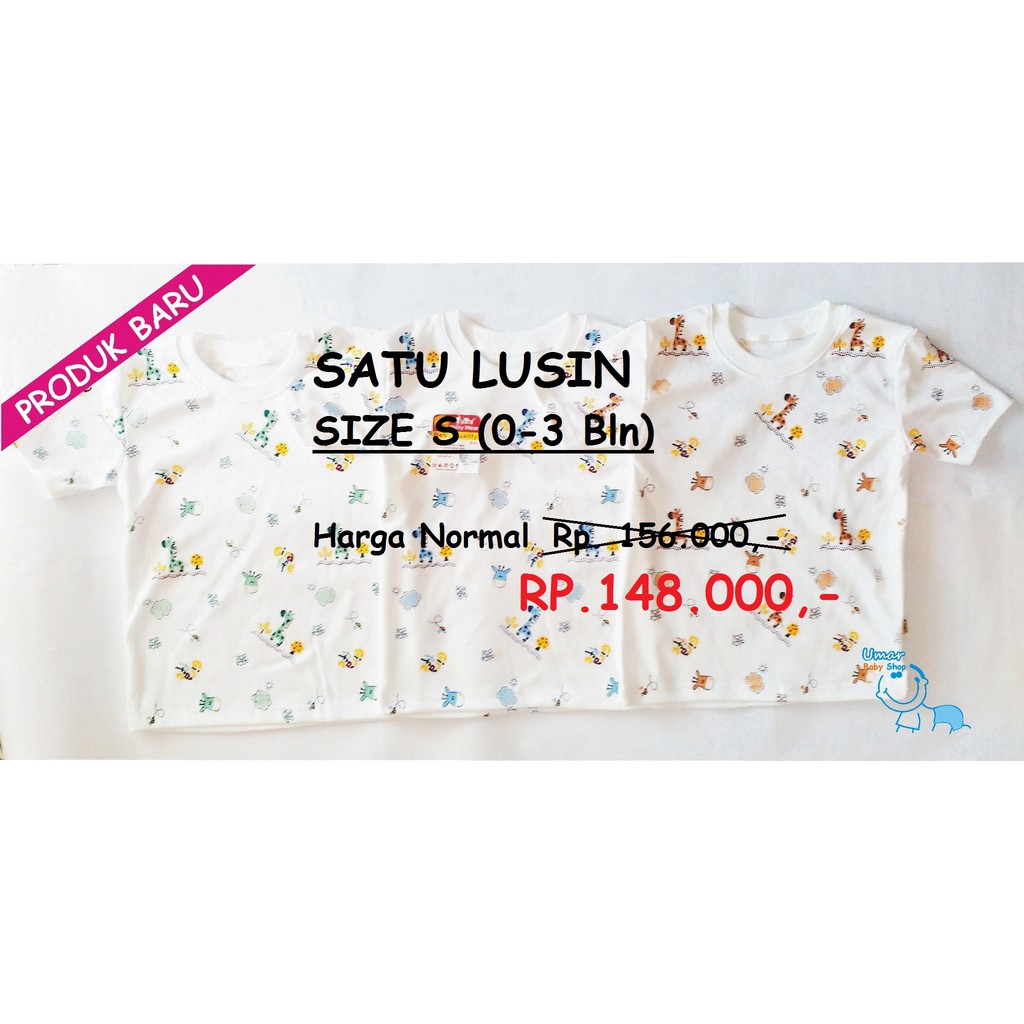 [PAKET SATU LUSIN] BAJU BAYI OBLONG PENDEK PUTIH MOTIF KUALITAS SNI