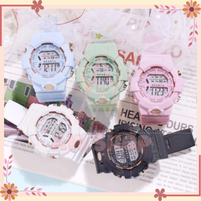 Jam Tangan Rubber Digital Sport Bulat Wanita Dan Pria Fashion