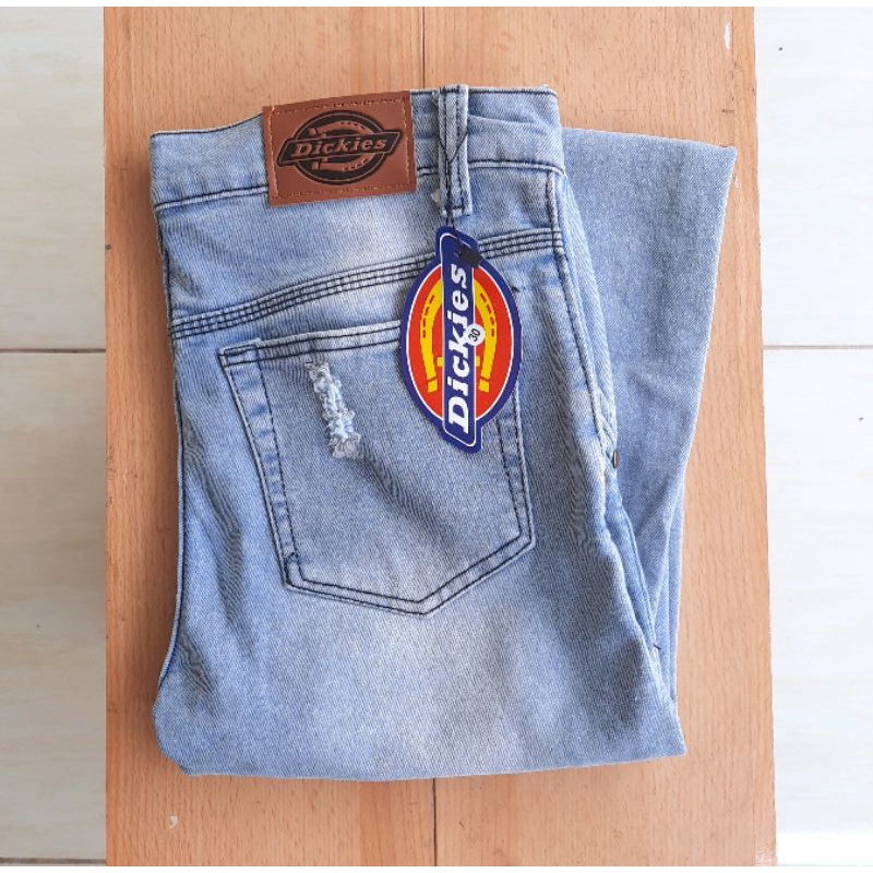 (PROMO) COD Celana Ripped Jeans Pria Panjang Sobek Lutut Slim Fit Bahan Melar Stretch Original