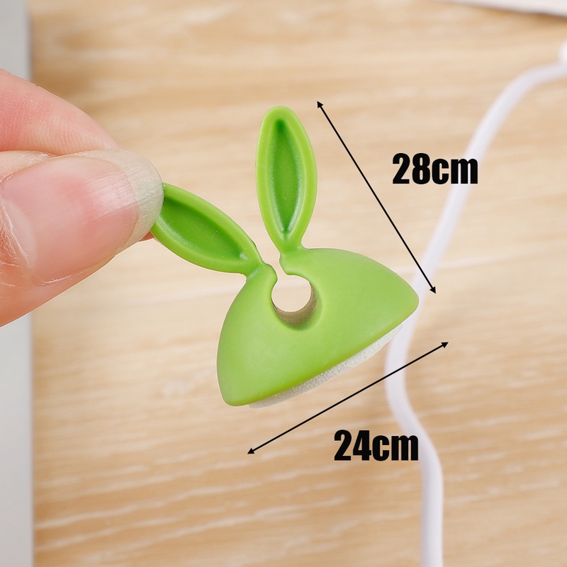 Klip Holder Pelindung Kabel Data / Charger USB Bentuk Telinga Kelinci Bahan TPR