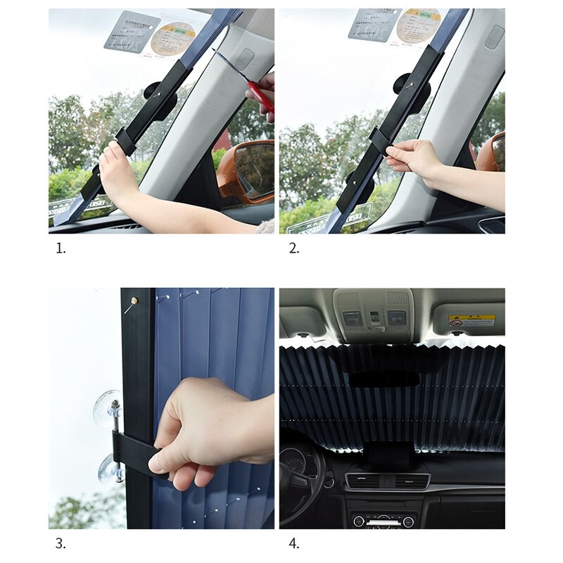 AutoTech Tirai Gorden Penutup Kaca Mobil dari Matahari Car Sun Block Curtain 70 cm