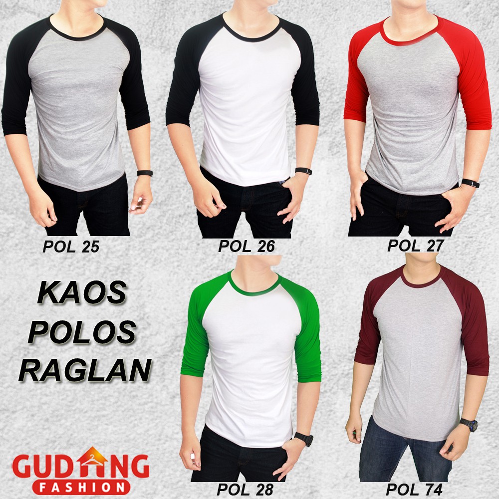 Kaos Polos Raglan - Banyak Pilihan Warna POL (COMB)