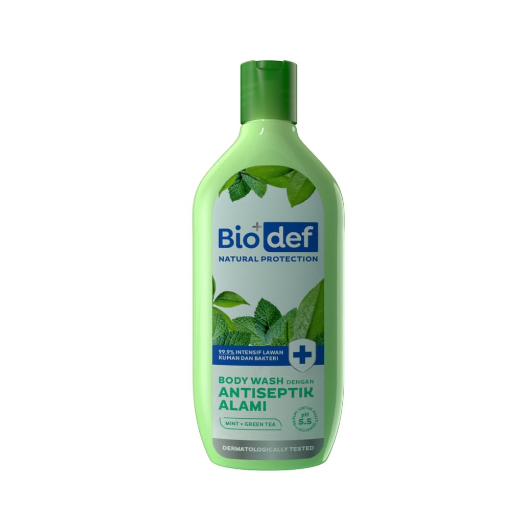 Biodef Natural Protection Mint + Green Tea Body Wash ( Botol 275mL &amp;  Refill 400mL )