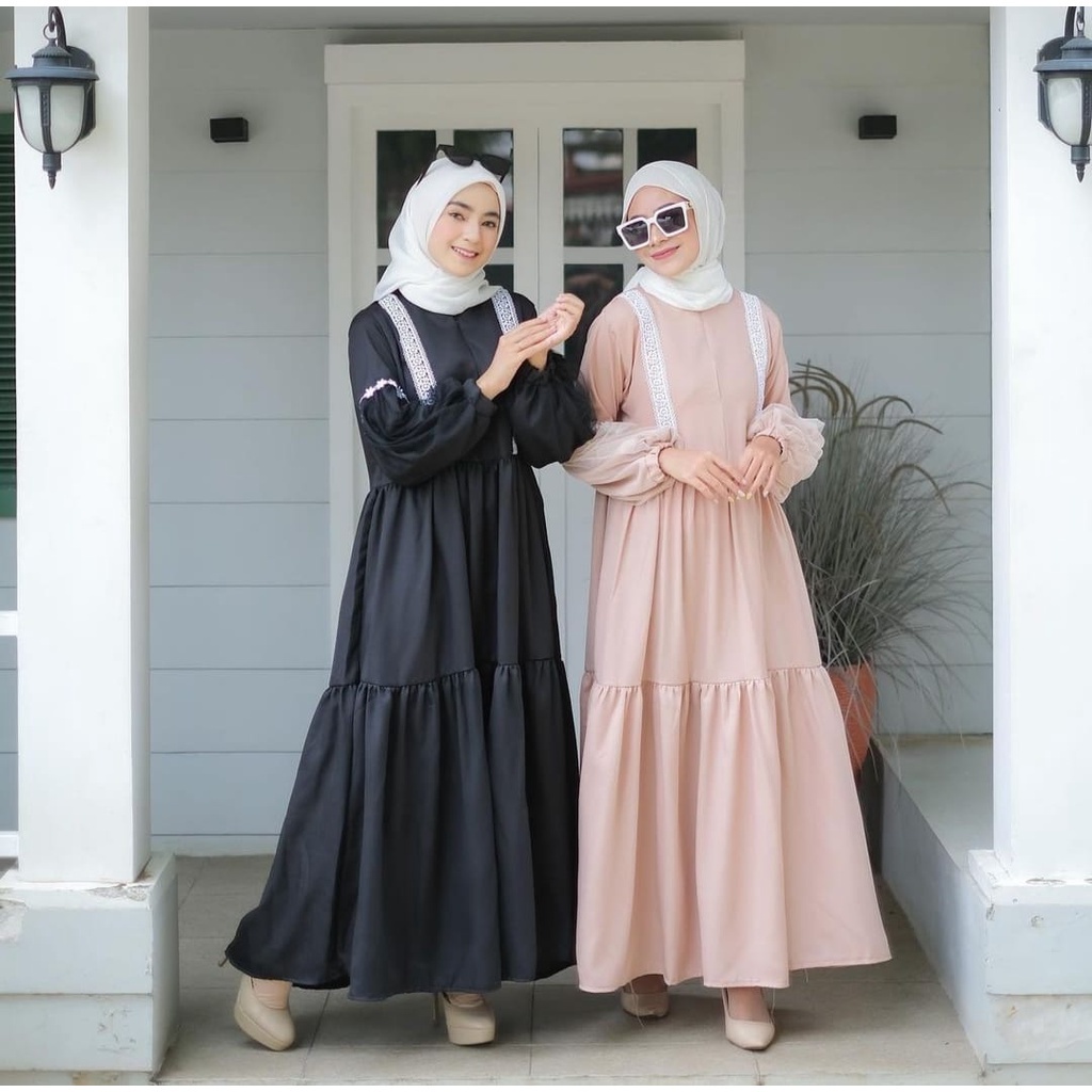 HAWARI FASHION - HAYLA DRESS - DRESS KONDANGAN WANITA REMAJA MUSLIM KEKINIAN - BAJU GAMIS JUMBO WANITA TERBARU 2023 – GAMIS HITAM ANAK PEREMPUAN – DRESS RENDA BORDIR PUTIH – DRESS KOREAN – DRESS PESTA – DRESS BUSUI - DRES - PAKAIAN WANITA