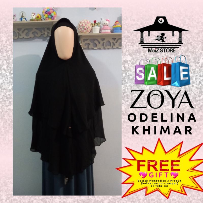 Zoya Odelina Khimar Jilbab Hijab Kerudung Krudung Instan Instant Syari syar'i Zoya Polos Motif Mewah