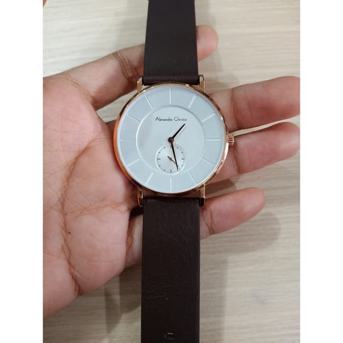 JAM TANGAN PRIA ASLI  ALEXANDRE CHRISTIE AC 8484 PRIA SECOND BAWAH ROSEGOLD WHITE ORIGINAL  I