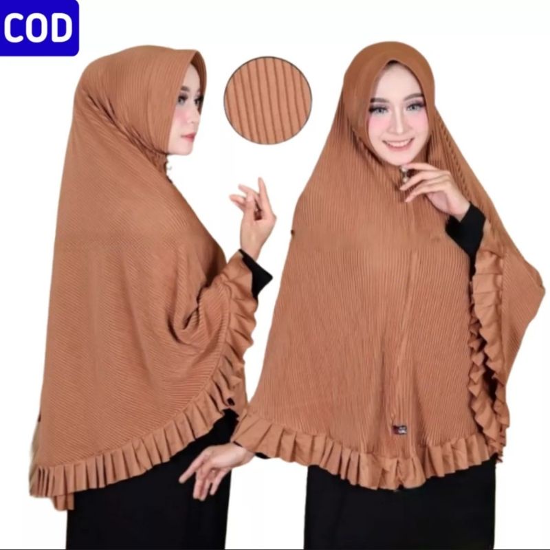 Hijab Instan Khimar Syar'i Jumbo Plisket Fulga Jilbab Bergo Ped Rempel Lidi