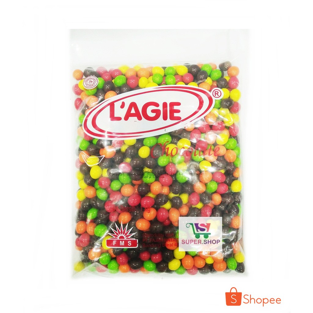 L'AGIE Febby Cokelat Aneka Warna Isi Kacang 1 KG. Lagie Cokelat Kiloan Lebaran