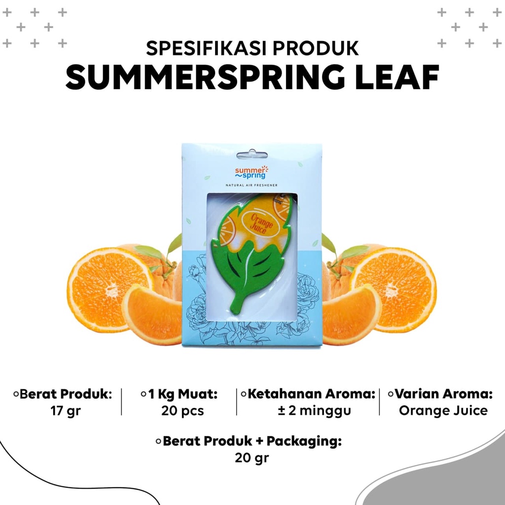 Parfum Mobil Pengharum Ruangan Pewangi Kamar Tidur Harum Summer Spring | Leaf | Aroma Orange Juice