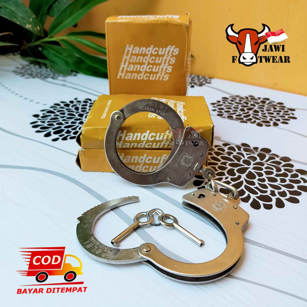 BORGOL TANGAN STAINLESS HANDCUFF ATRIBUT POLRI SECURITY SATPAM