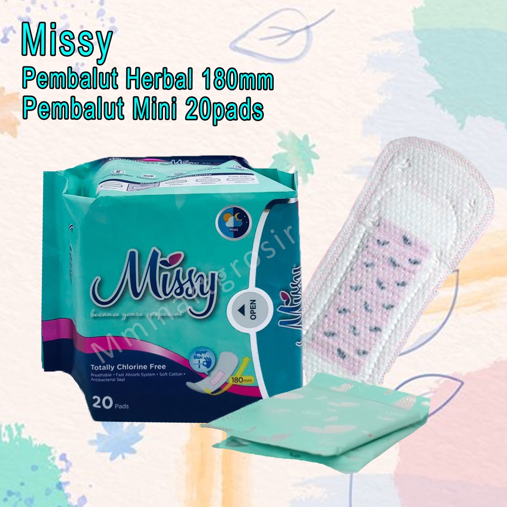 Missy / Pembalut Herbal Non Wing / Pembalut Mini 180mm / 20pads