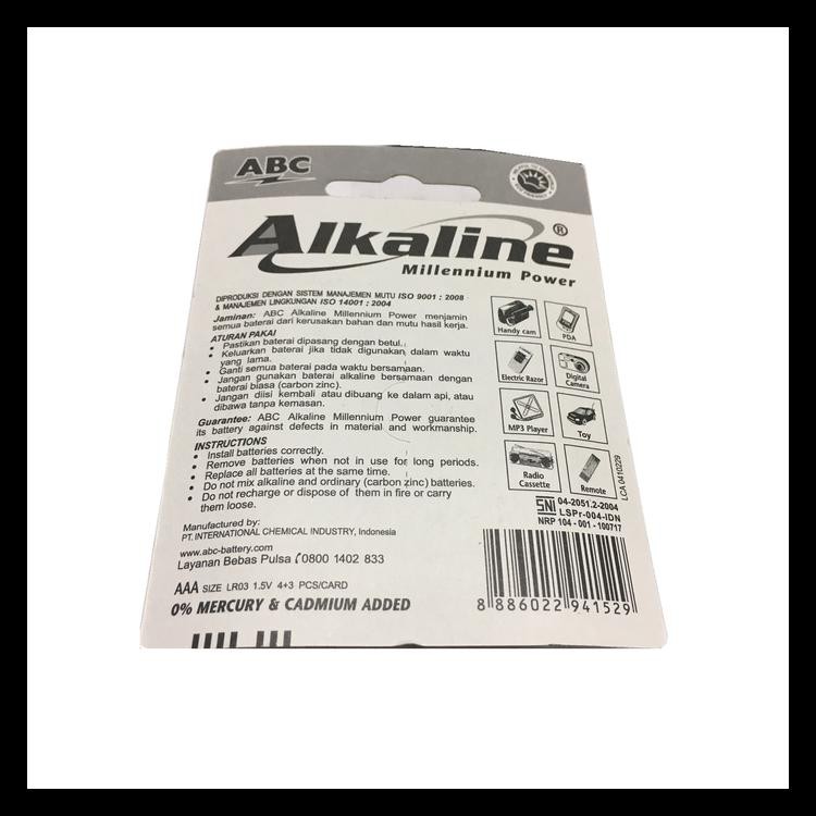 100% TERMURAH BATU BATERAI ABC ALKALINE AAA 3+4 ISI 7PC - BATERE BATTERY A3 ISI 7 PC 100% TERMURAH