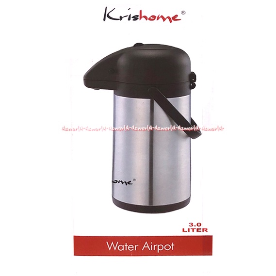 Krishome Water Airport Press 3L Tempat Air Panas Tahan Lama 9jam Stainless Steel Termos Thermos Model Press Tekan Bawah 3 Litter