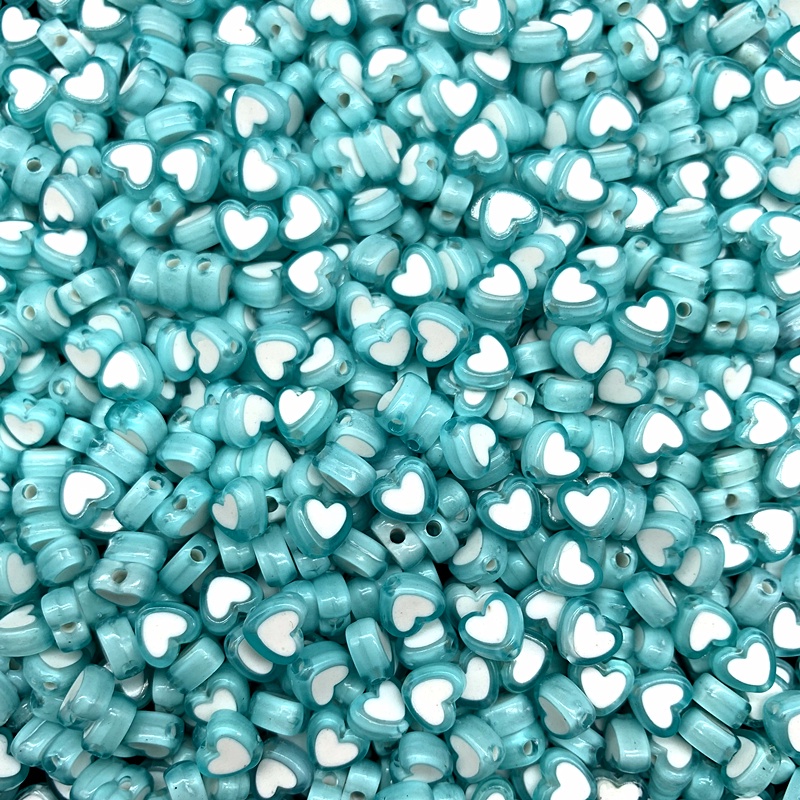 50pcs / Lot Manik-Manik Akrilik Bentuk Hati Warna Biru Danau Ukuran 8mm Untuk Membuat Perhiasan