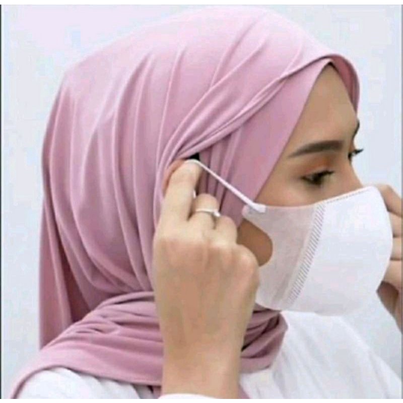 Jilbab Hijab Jersey Pastan Pashmina Instan Royal New Normal Lubang Telinga Earphone