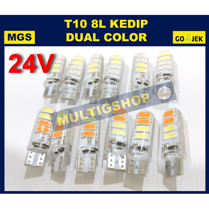 5Pcs Lampu Senja LED T10 5630 8 LED Kedip Dual Color 24v