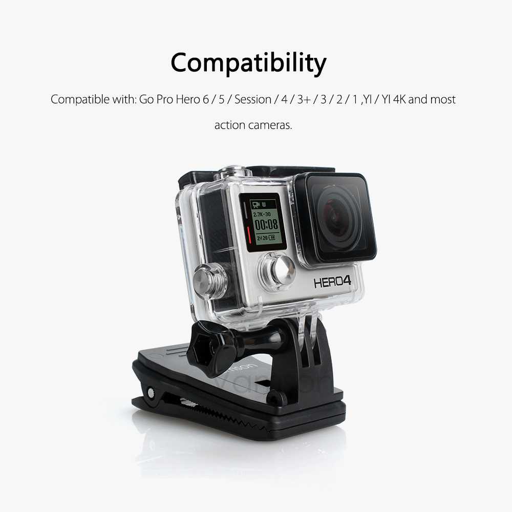 (BISA COD) FTIHSHPVamson Clip Clamp Mount 360 Rotary for GoPro /  Yi - VP512