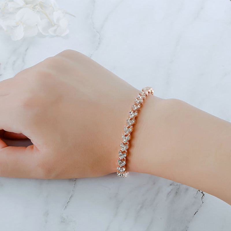 Exquisite Luxury Roman Crystal Bracelet Simple Full Diamond Charm Bracelet