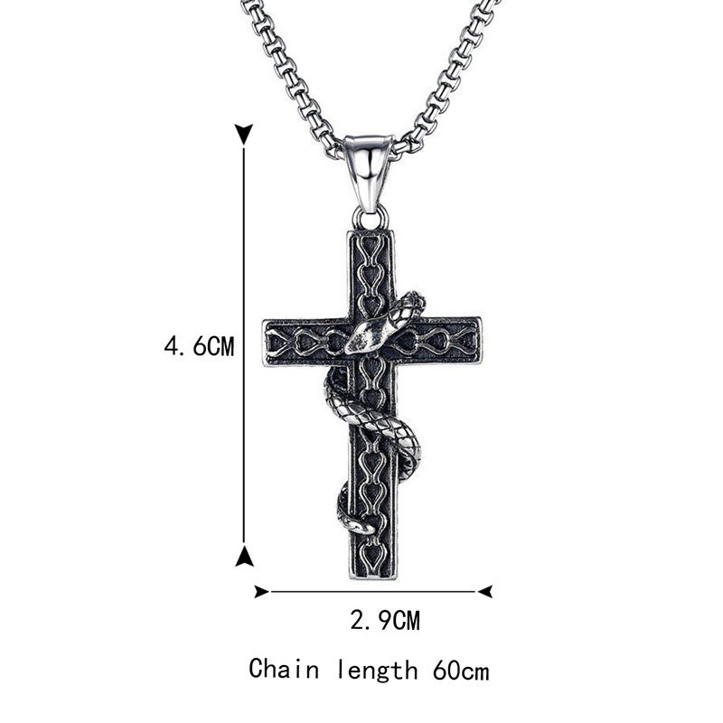 Punk Snake Cross Pendant Chain Necklace For Men Male Goth Jewelry Gift|Pendant Necklaces