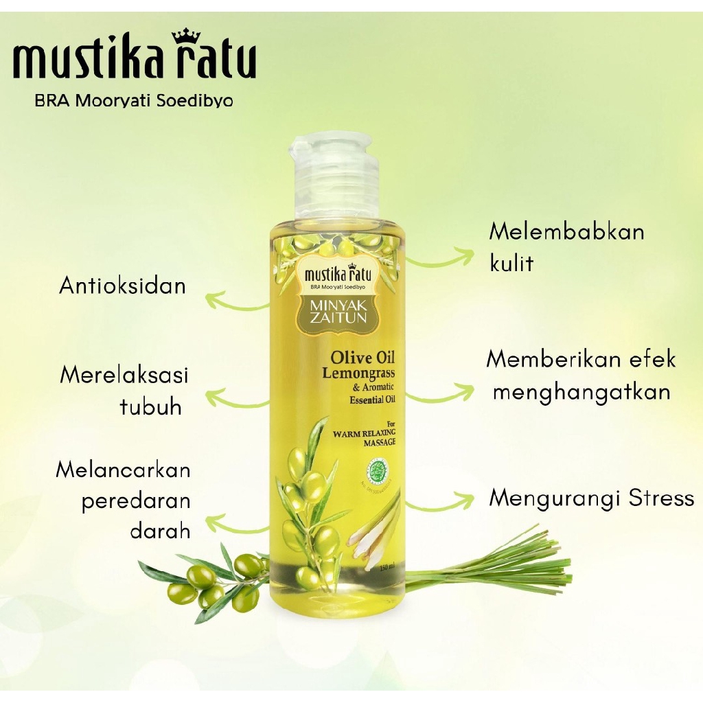 Mustika Ratu Minyak Zaitun Olive Oil Lemongrass Aromatherapy 150ml Shopee Indonesia