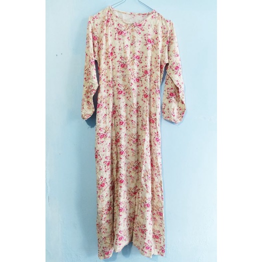[ COD ] preloved dress muslim panjang motif bunga bahan katun adem