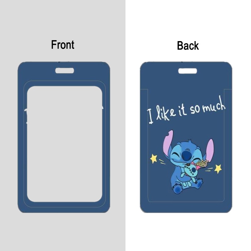 3 In 1 Tali Lanyard Gantungan Kunci Desain Kartun Stitch 3D Holder Handphone / Kartu ID / Bus