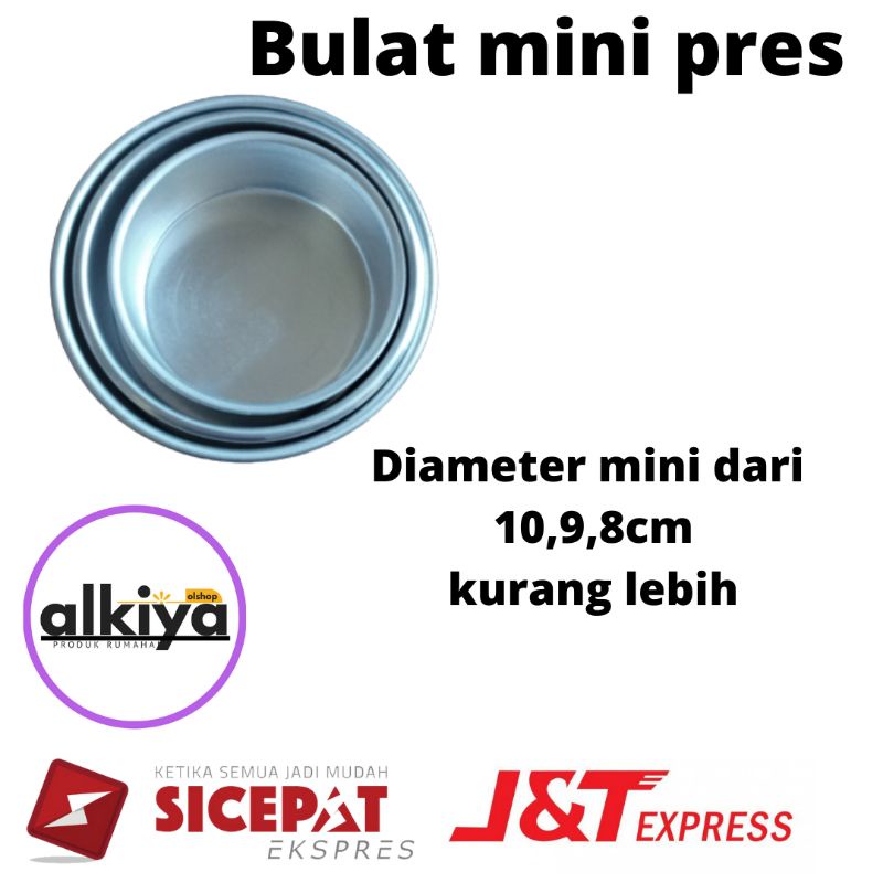 Loyang bulat pres 3 pcs beda ukuran aluminium mini