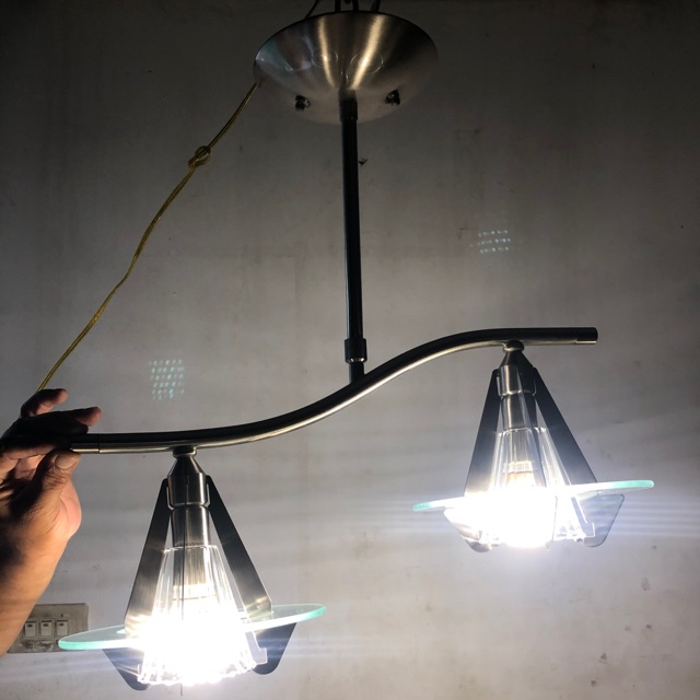 Lampu plafon kaca hias classic 2 cabang LED 6168 satin Lampu plafon kaca hias classic 2 cabang LED 6168 satin